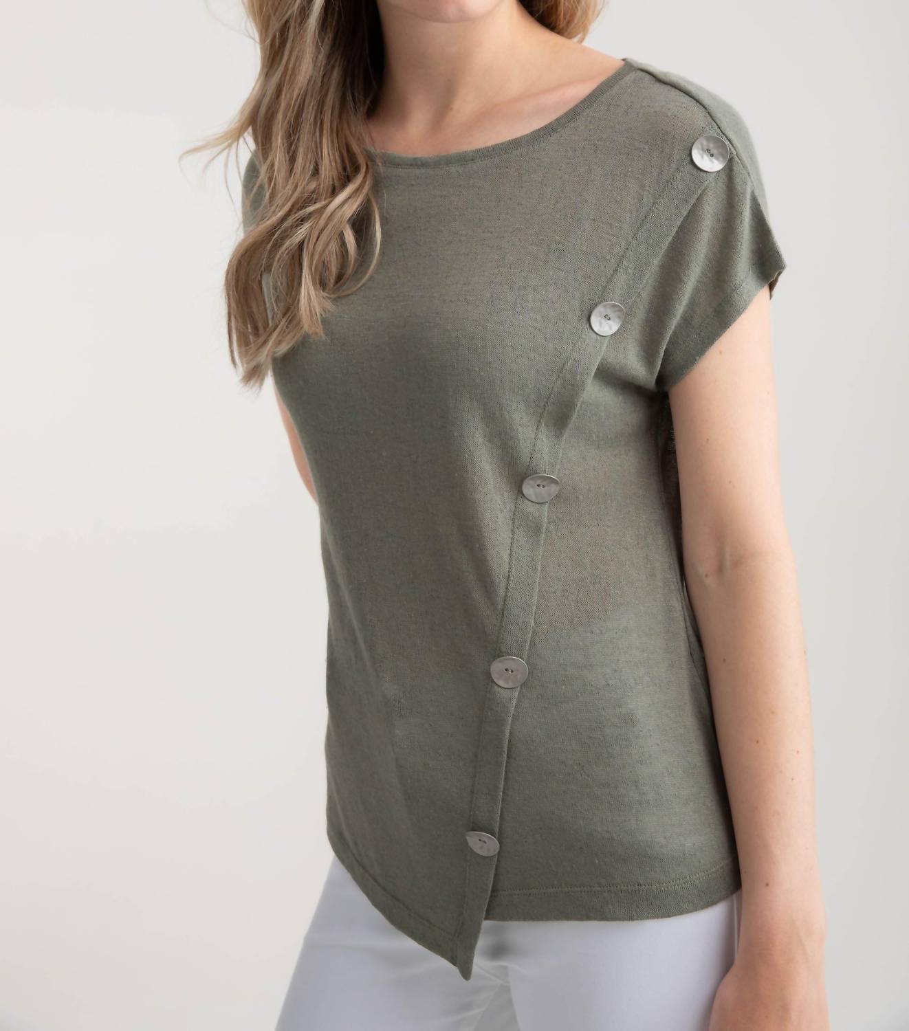 Marble - Asymmetrical Button Top