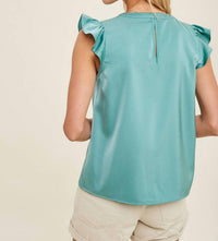 Wishlist - Cool & Collected Satin Ruffle Sleeve Blouse