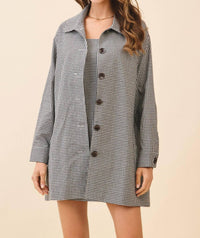 Tcec - Gingham Button Down Oversized Fit Jacket