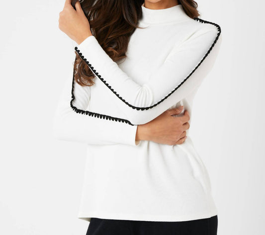 French Kyss - Stitch Sleeve Mock Neck Sweater