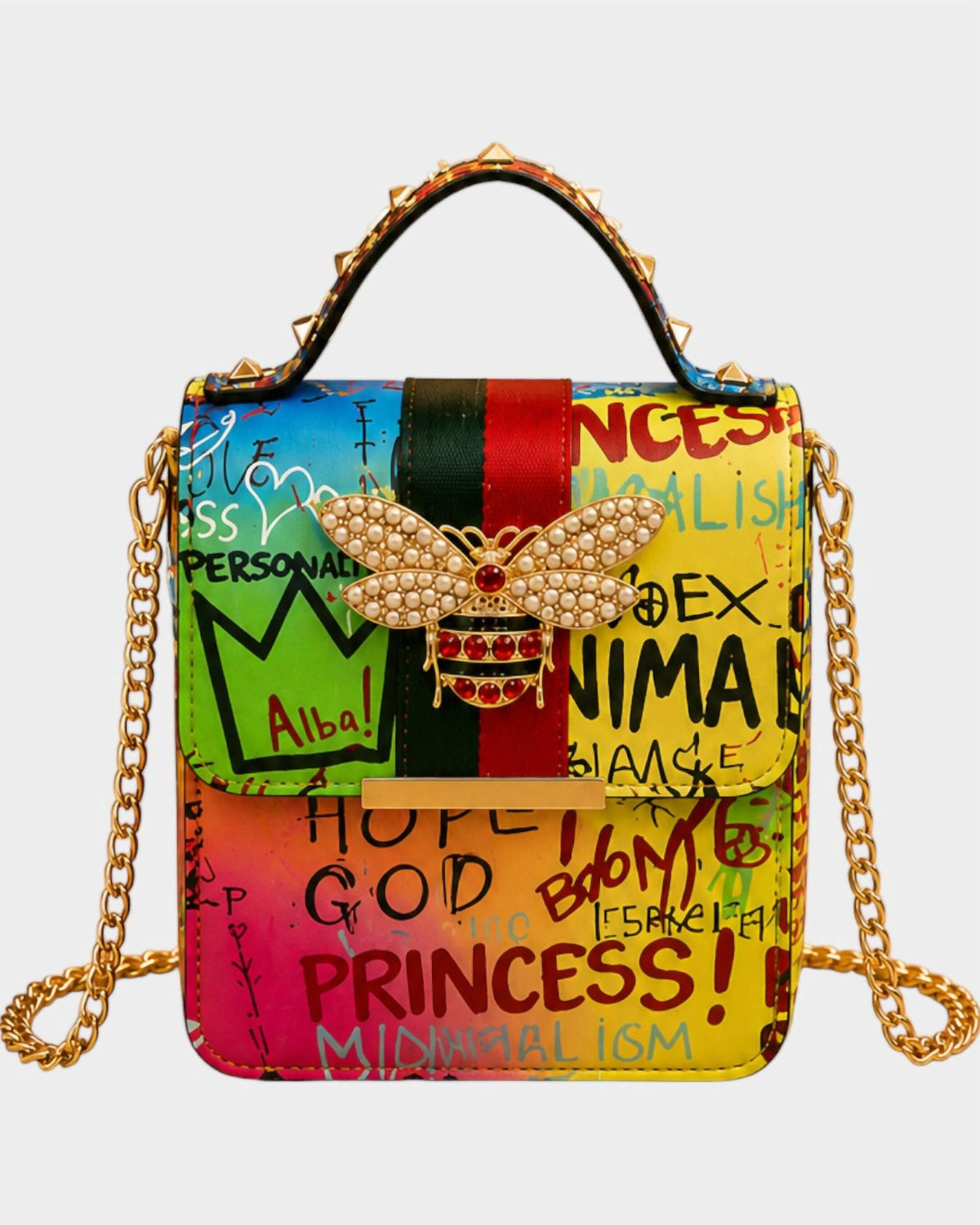 Alba Handbag - Women's Queen Bee Graffiti Mini Crossbody Bag