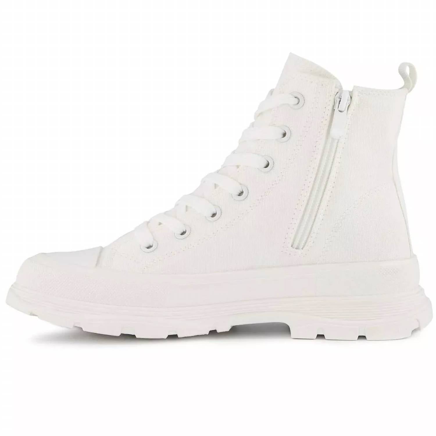 Andrea - Women's Canvas Sneaker Booties With Side Zipper