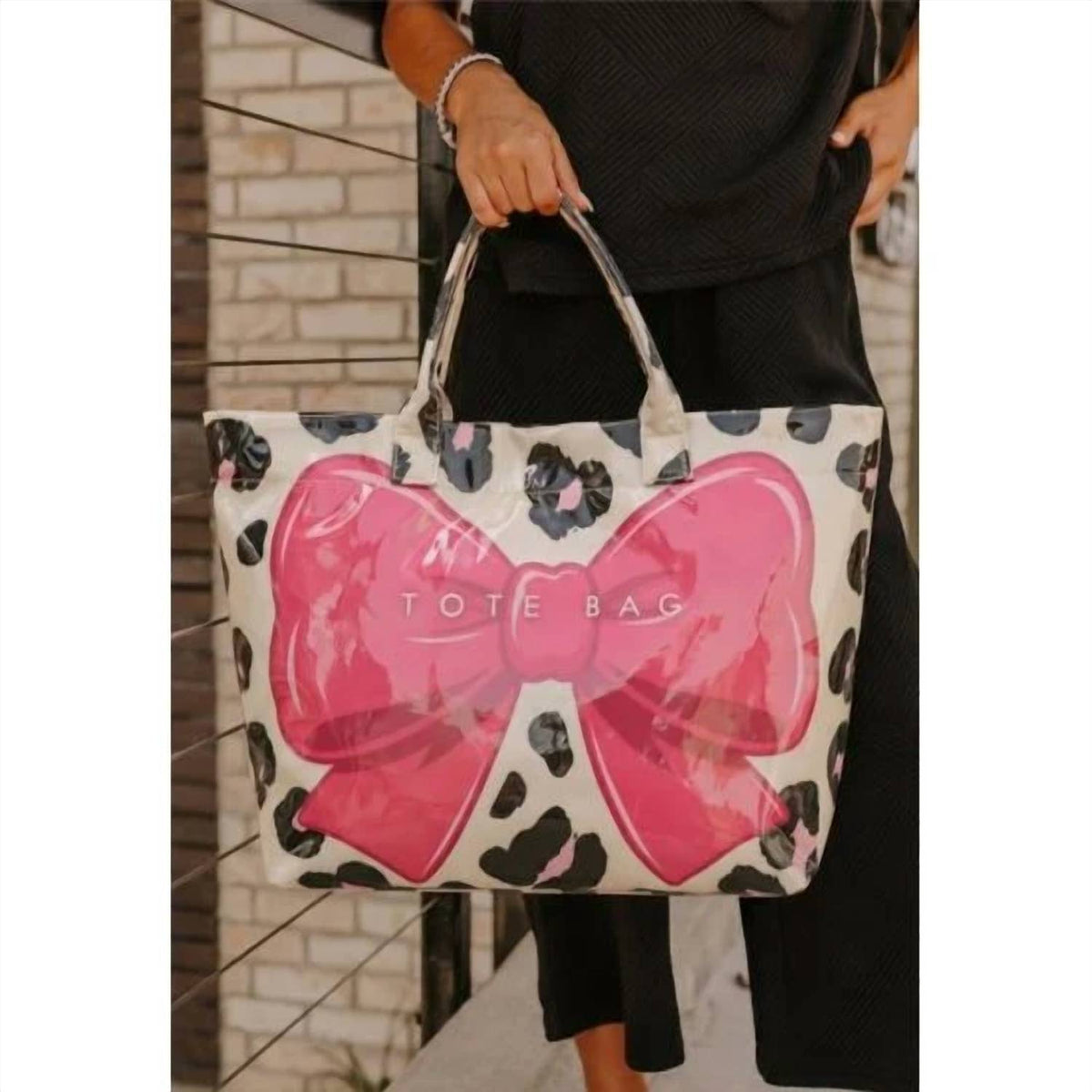 66Disco - Leopard Bow Tote Bag
