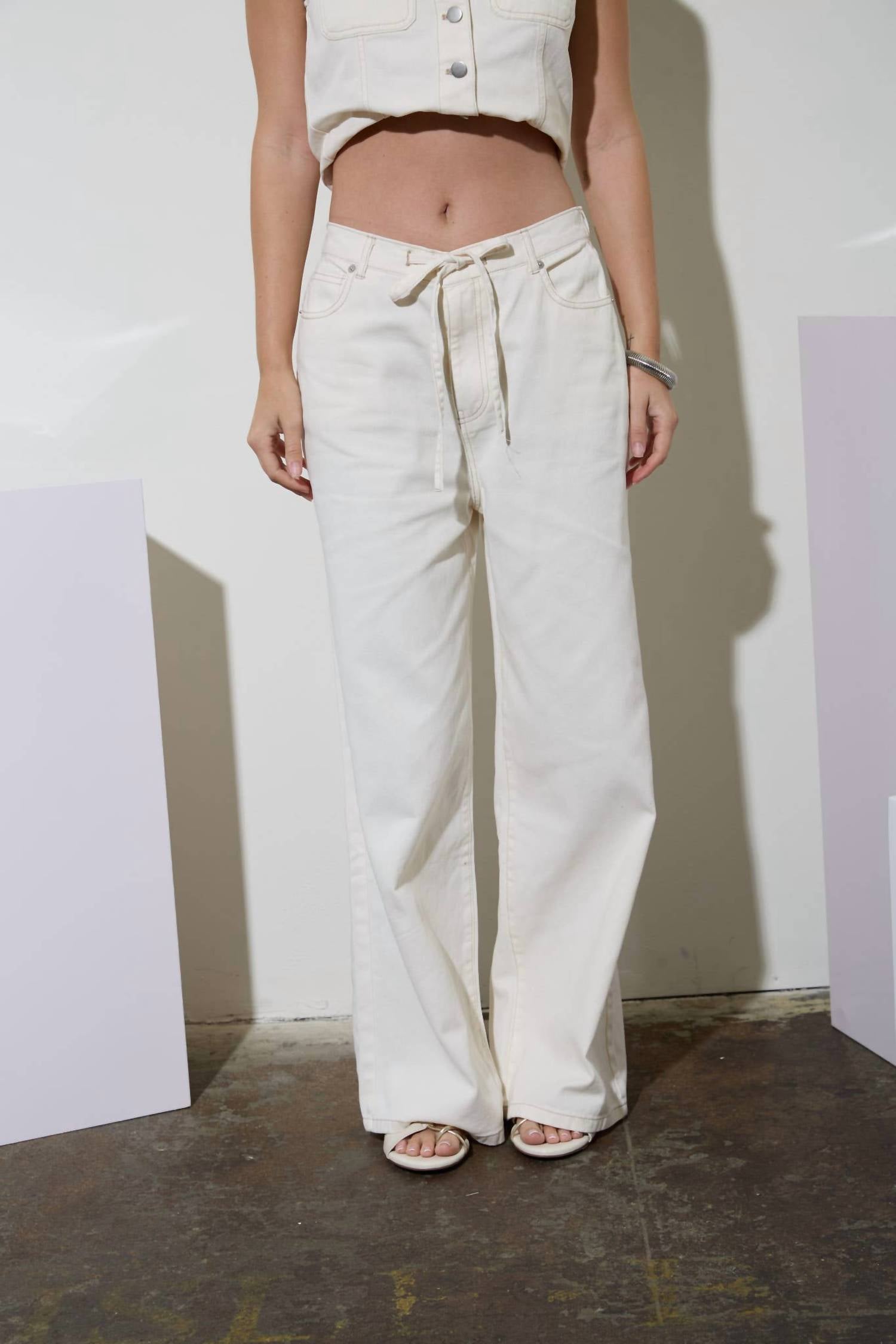 The Workshop Studio - DRAWSTRING DETAIL DENIM PANTS