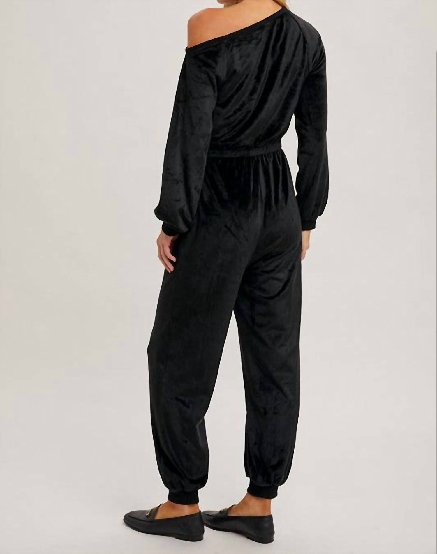 BluIvy Veda Velvet Jumpsuit in black - women's pants - alternate view