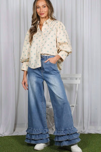 Vine & Love - Puff Sleeve Polka Dot Top
