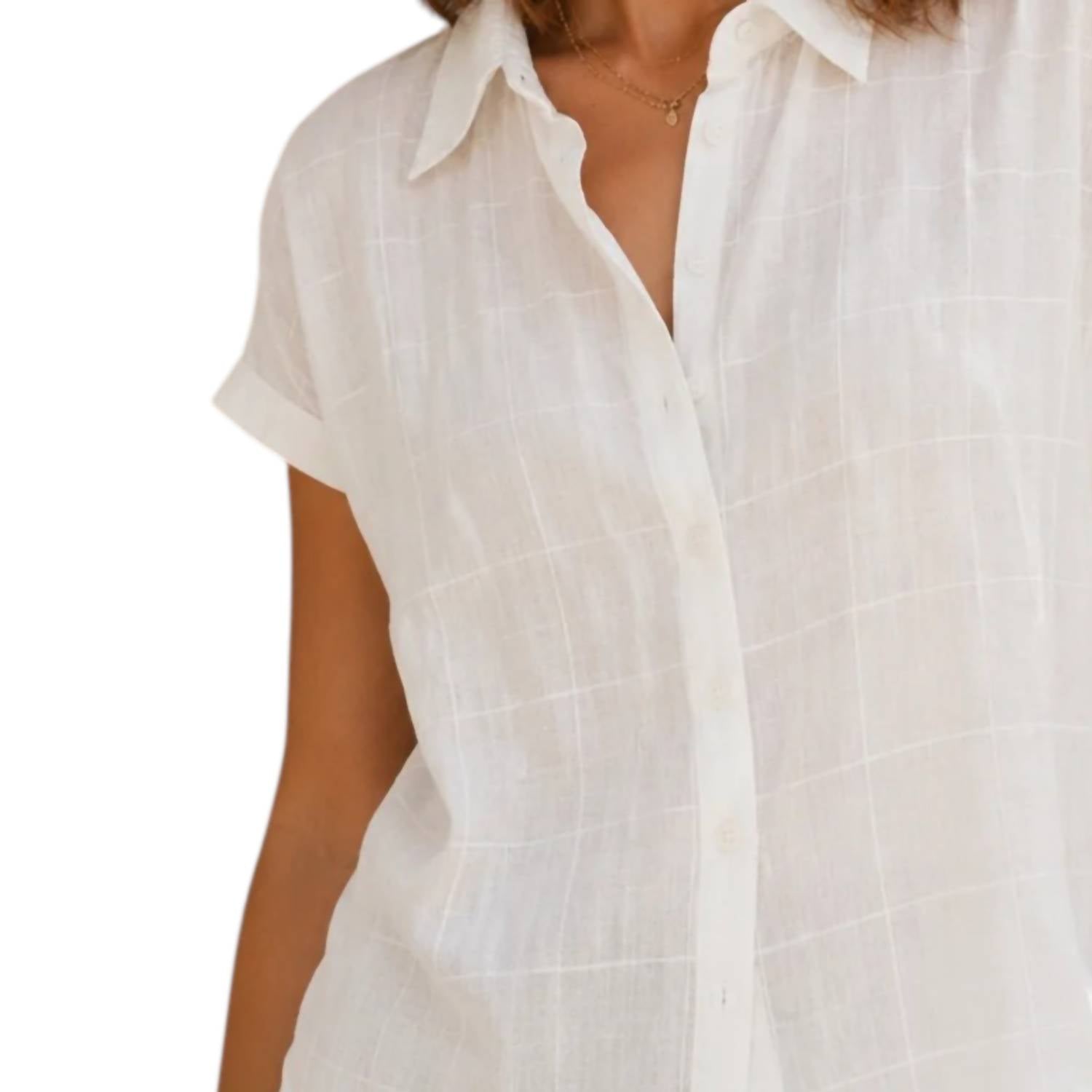 The Korner - Sheer Textured Button Front Blouse