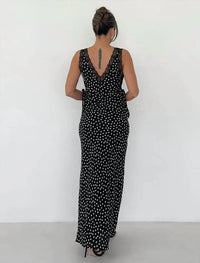 Rumored - Dolly Ditsy Dot Lace Trim Midi Dress