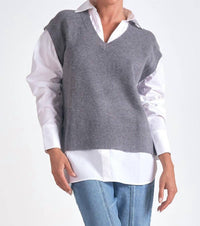 Elan - Long Sleeve Two Fer Top