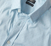 Faherty Men's Movement Short Sleeve Shirt in blue sand diamond - men's shirt - detail view