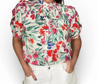 Sugarlips - Women's Kivia Blossom Smocked Mock Neck Top