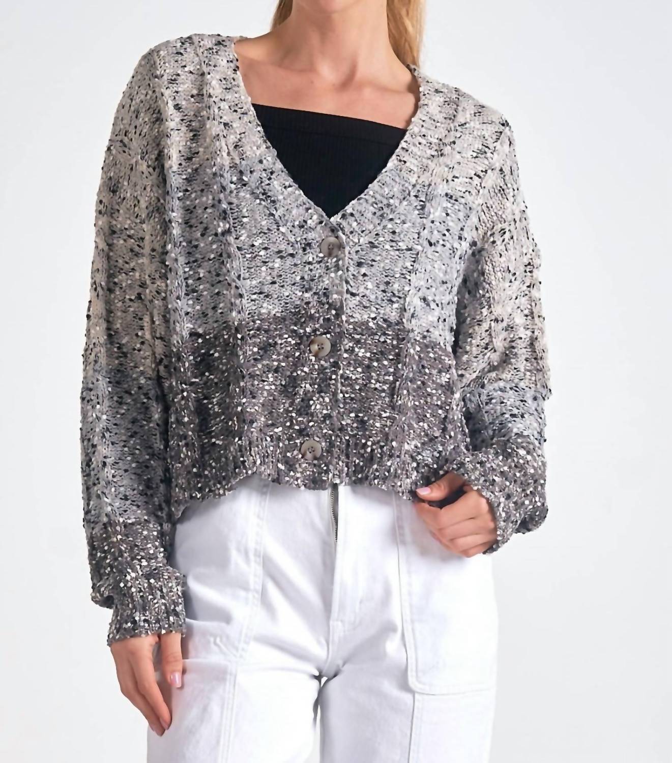 Elan - Button Front Knit Sweater Cardigan