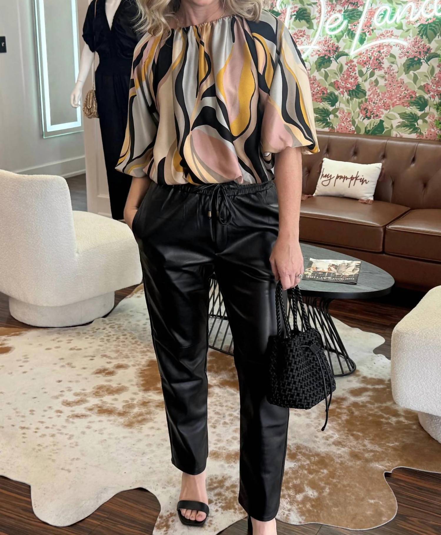 Thml - Leather Elastic Waist Pants
