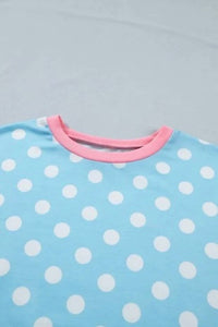 Shewin - Polka Dot Contrast Edge Casual Shorts Set