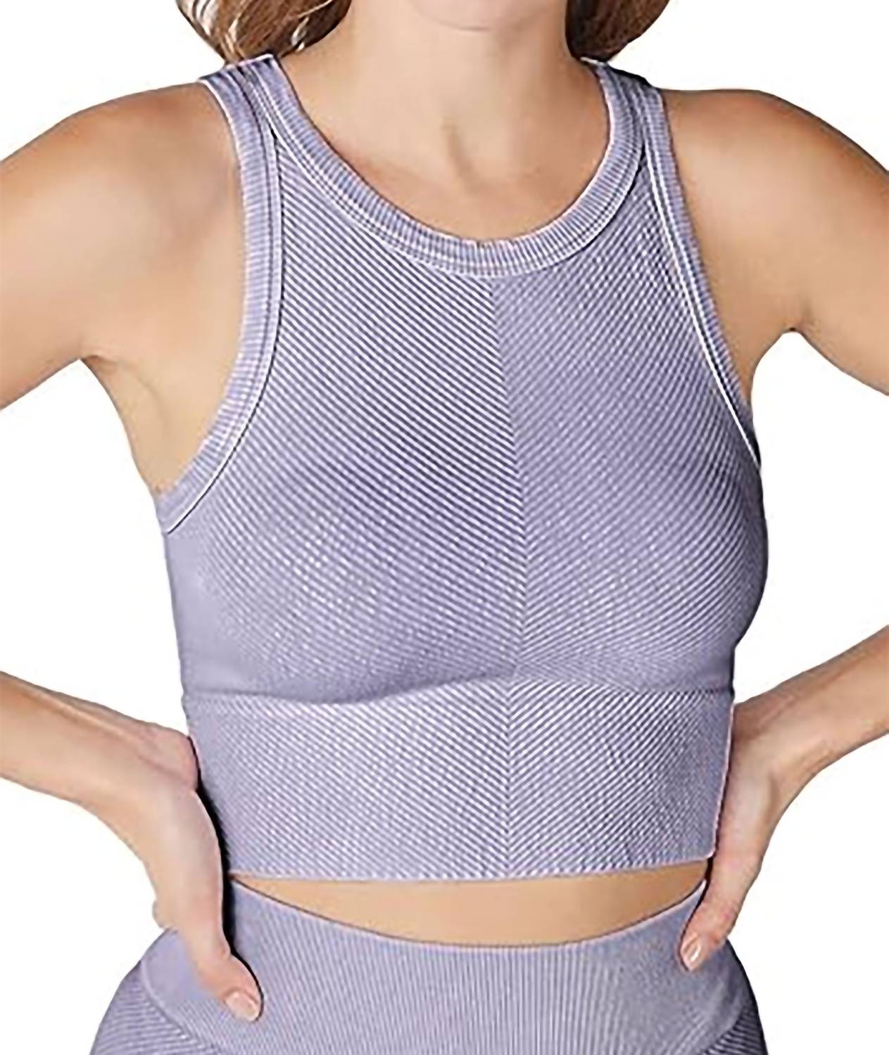 Nikibiki Junior Women's Sawyer Chevron Highneck Crop Top in lilac - women's shirt