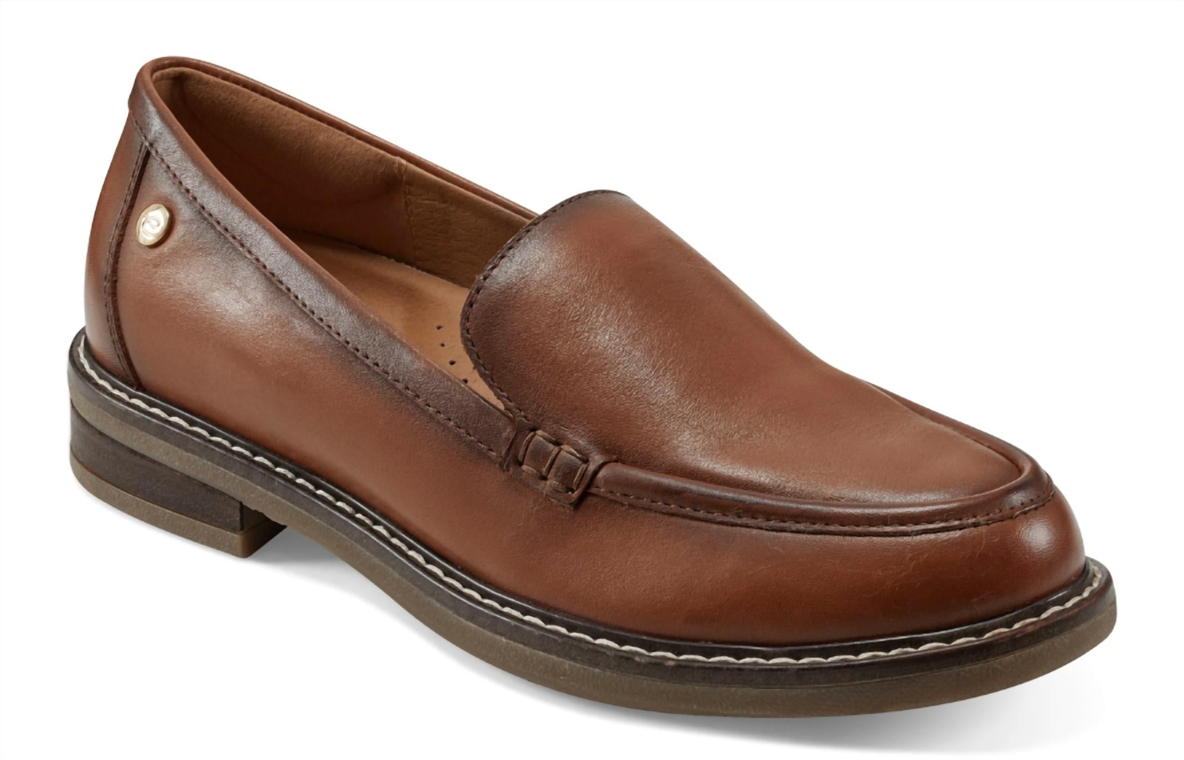easy spirit Women's Jaylin Casual Loafers in medium brown leather - women's flats