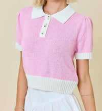 Day + Moon - Sweater Terry Polo Top