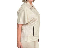 Boho Chic - Faux Suede Short Sleeve Cape Jacket