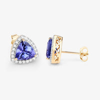 Diana M Jewels Women's Trillion Natural Tanzanite Stud Earrings (3.82 Ct) - Signature Plus in 14k yellow gold - women's jewelry - alternate view