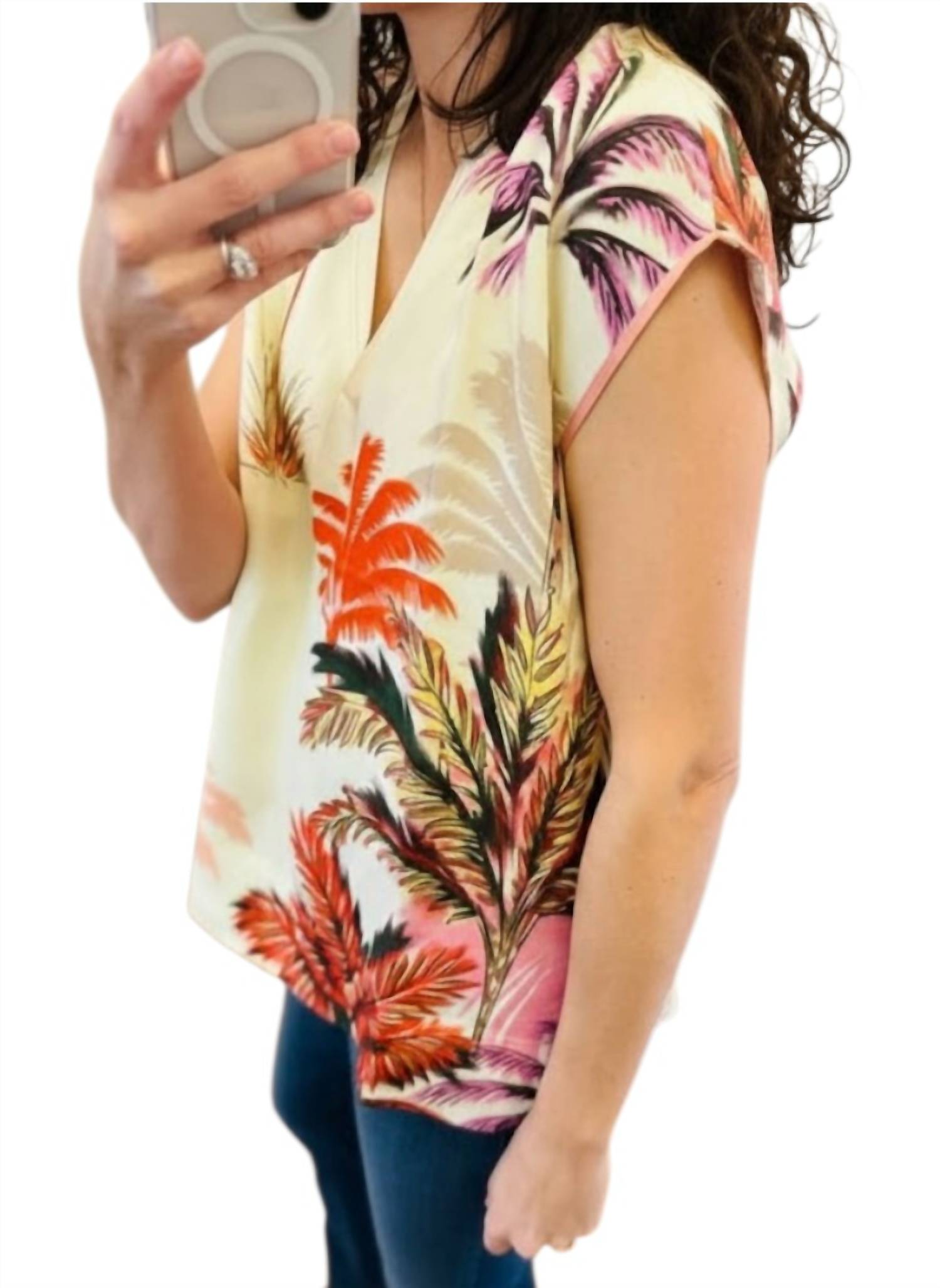 Monoplaza - Carmen V-neck Boxy Linen Blend Top