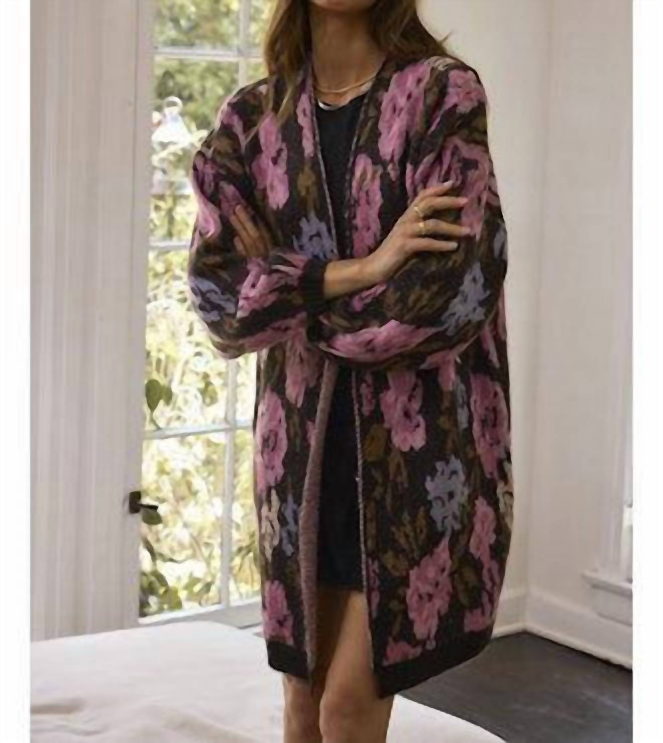 saltwater LUXE Emer Long Open Floral Cardigan in multi - women's cardigan - view 4