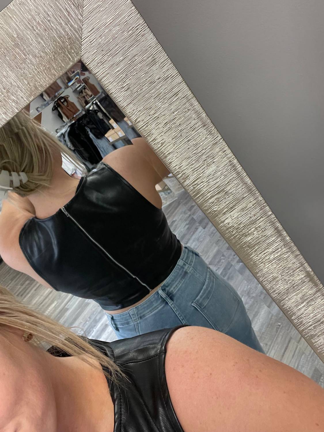 Blue Blush - Leather Sleeveless Top