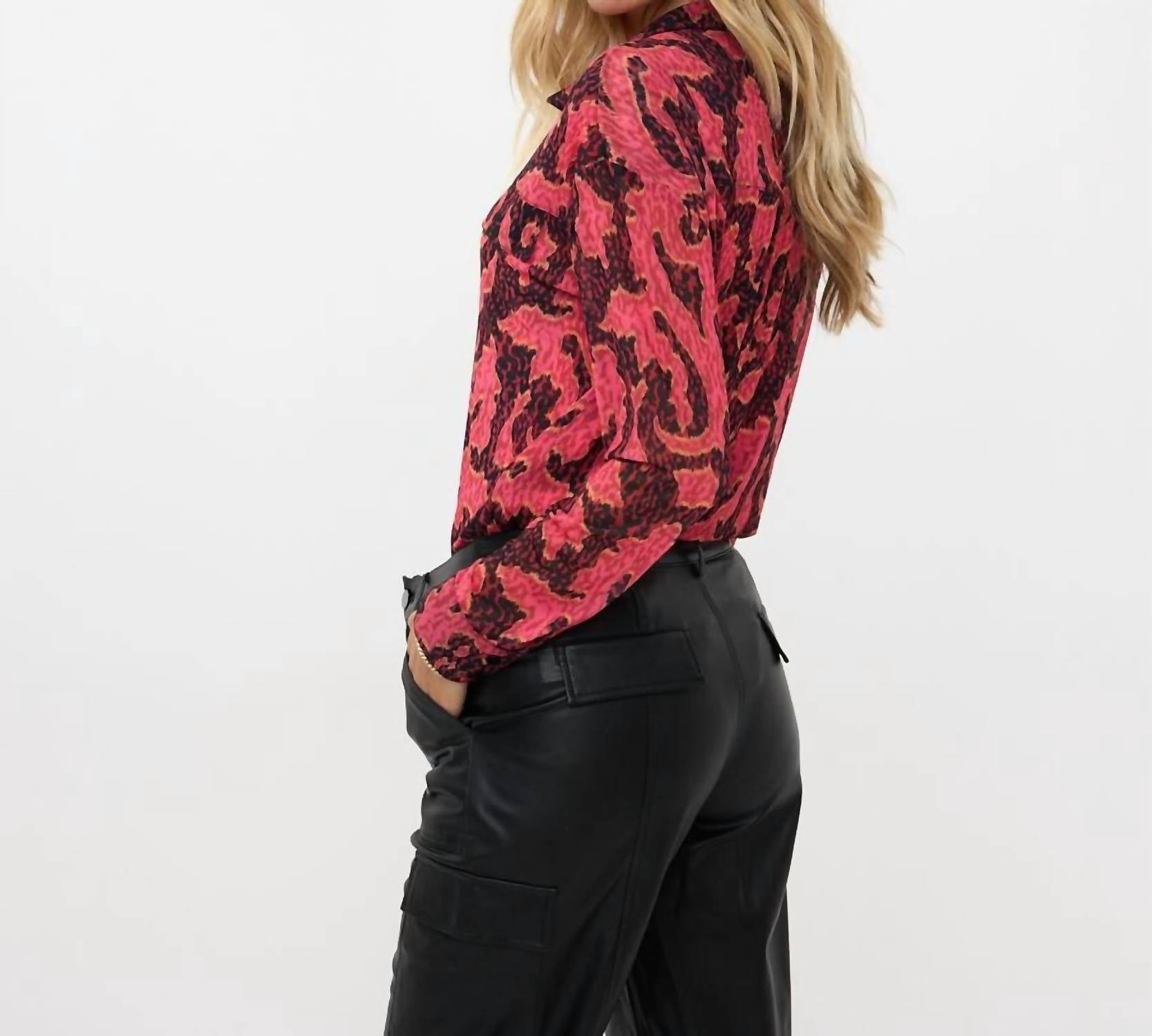 ESQUALO Long Sleeve Mesh Blouse in masterpiece - women's blouse - detail view