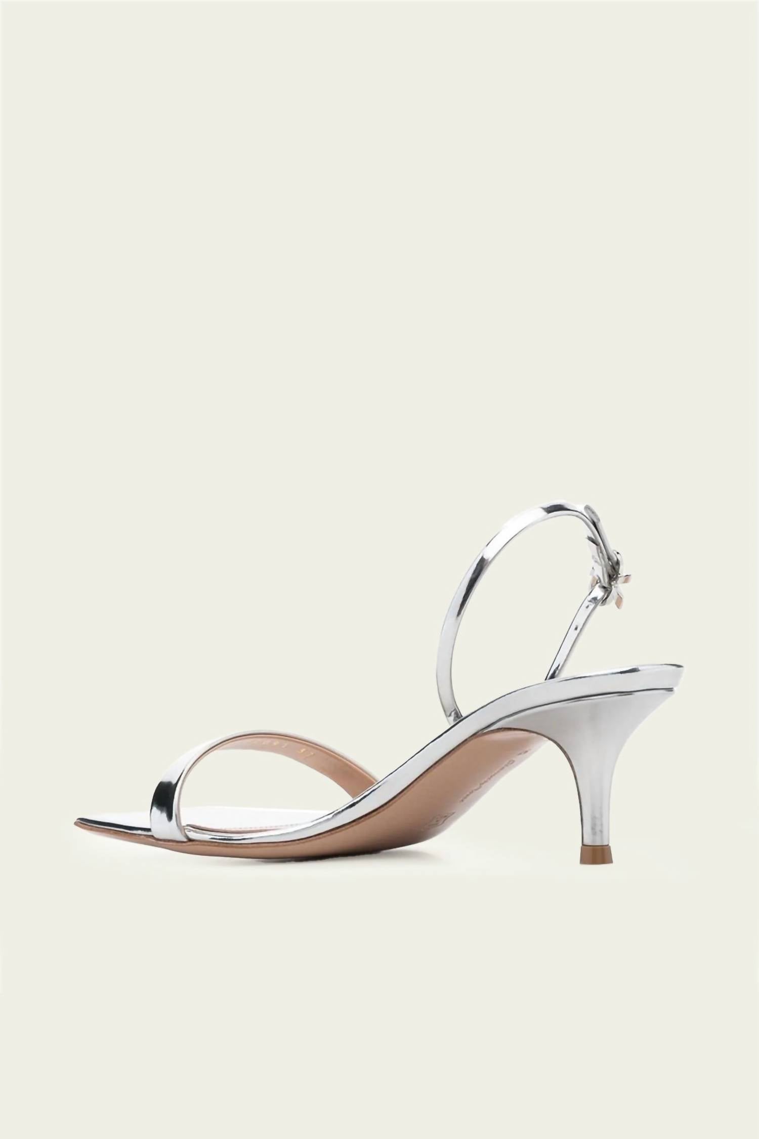 Gianvito Rossi - Women's Ribbon Metallic Kitten Slingback Sandal