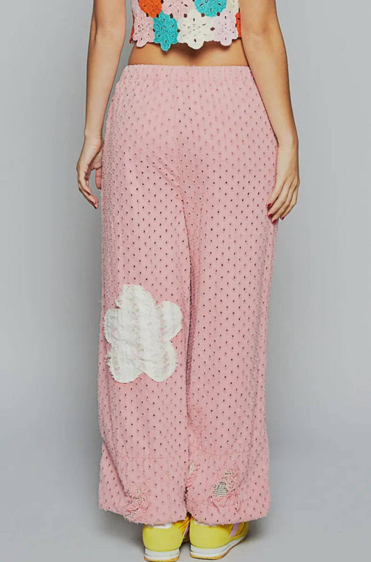 Pol - Distressed Elastic Band Textured Twill Joggers