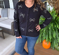 Sew In Love - Bow Rhinestone Button Sweater
