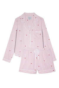 Rails Women's Kellen Pajama Set in rose stripe hearts - women's sleepwear - detail view