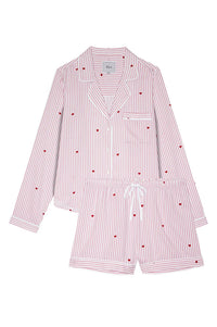 Rails Kellen Pajama Set in rose stripe hearts - women's sleepwear - detail view