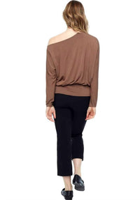 Up! - Women's Bamboo Knit Off-the-shoulder Long Sleeve Top