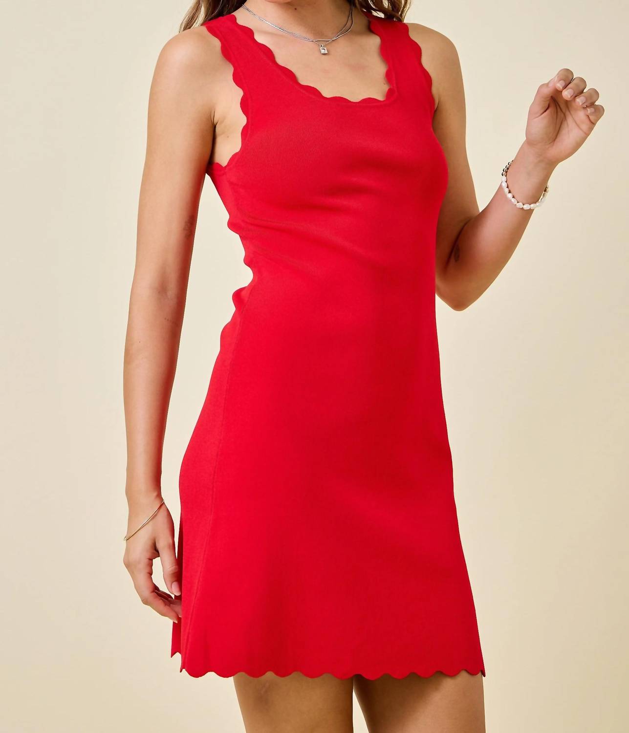 Day + Moon - Scalloped Summer Knit Mini Dress