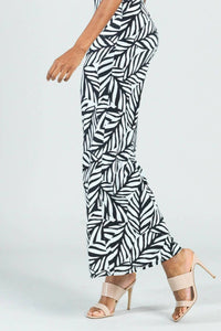 Clara Sun Woo Leaf-print Palazzo Pant in black white - women's pants - alternate view