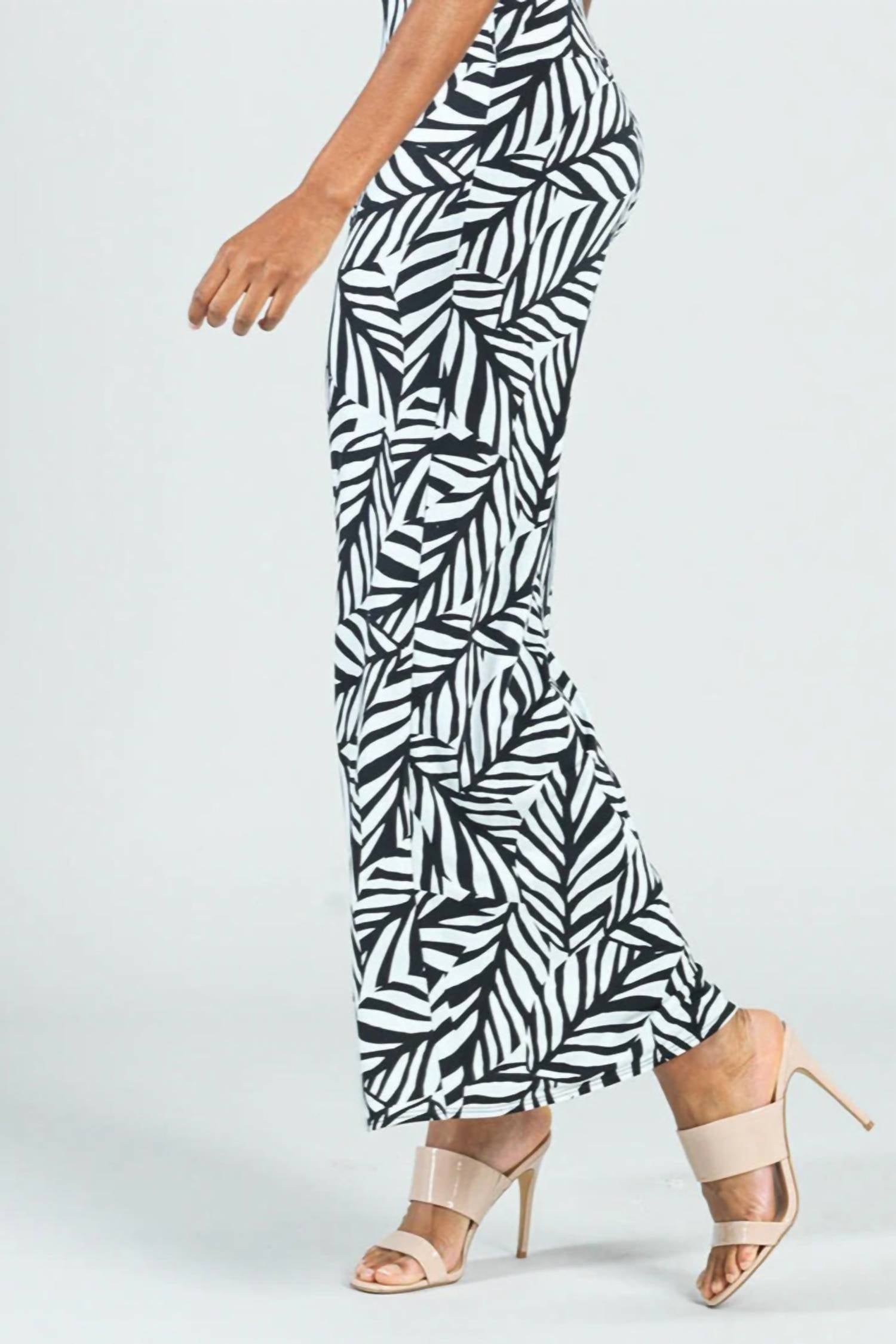 Clara Sun Woo Leaf-print Palazzo Pant in black white - women's pants - alternate view