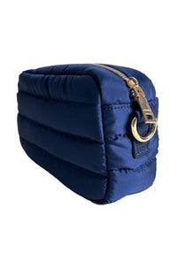 AHDORNED Women's Ella Quilted Puffer Bag in navy - women's bag - detail view