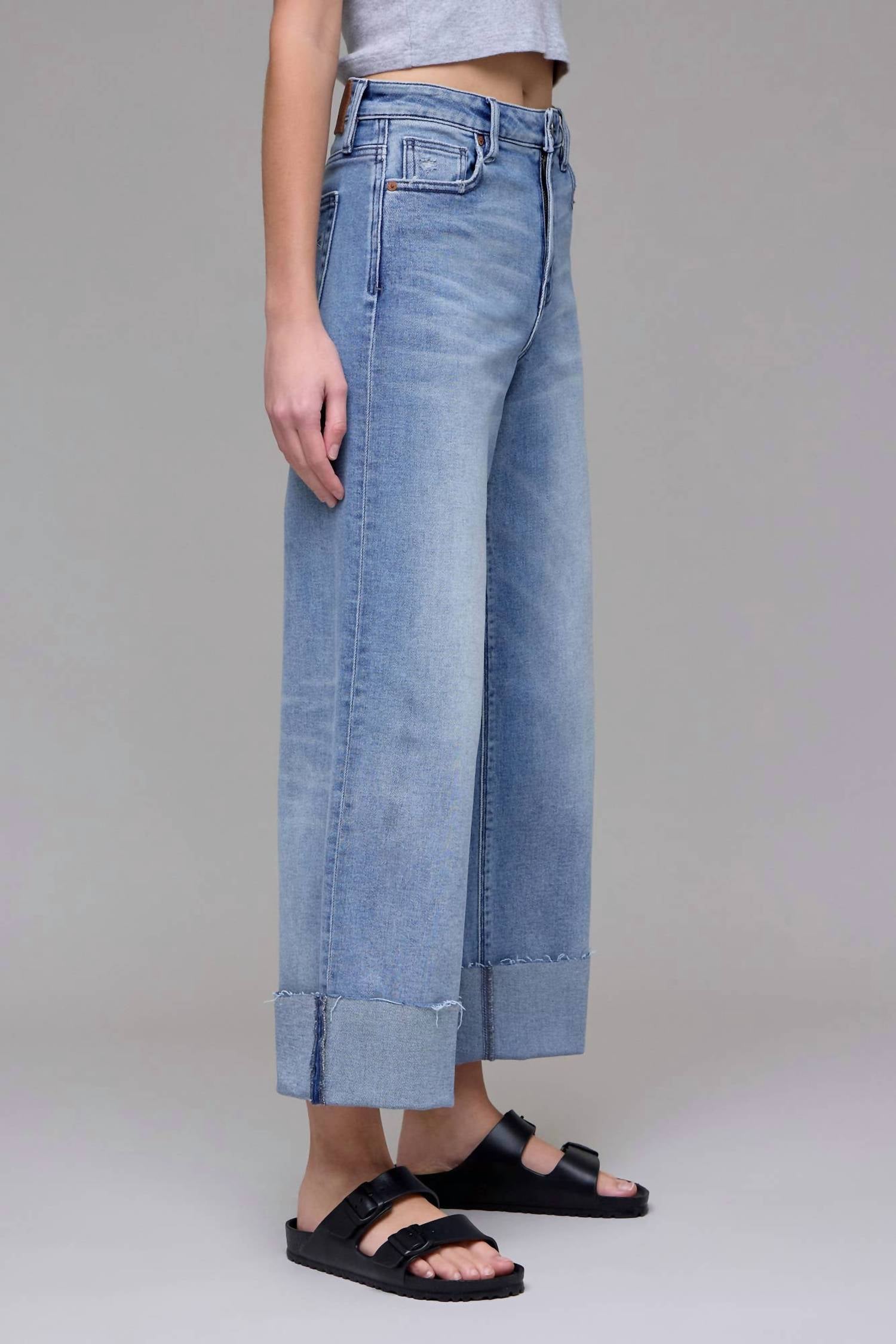 Hidden - Nori Cuffed Crop Wide Leg Jeans