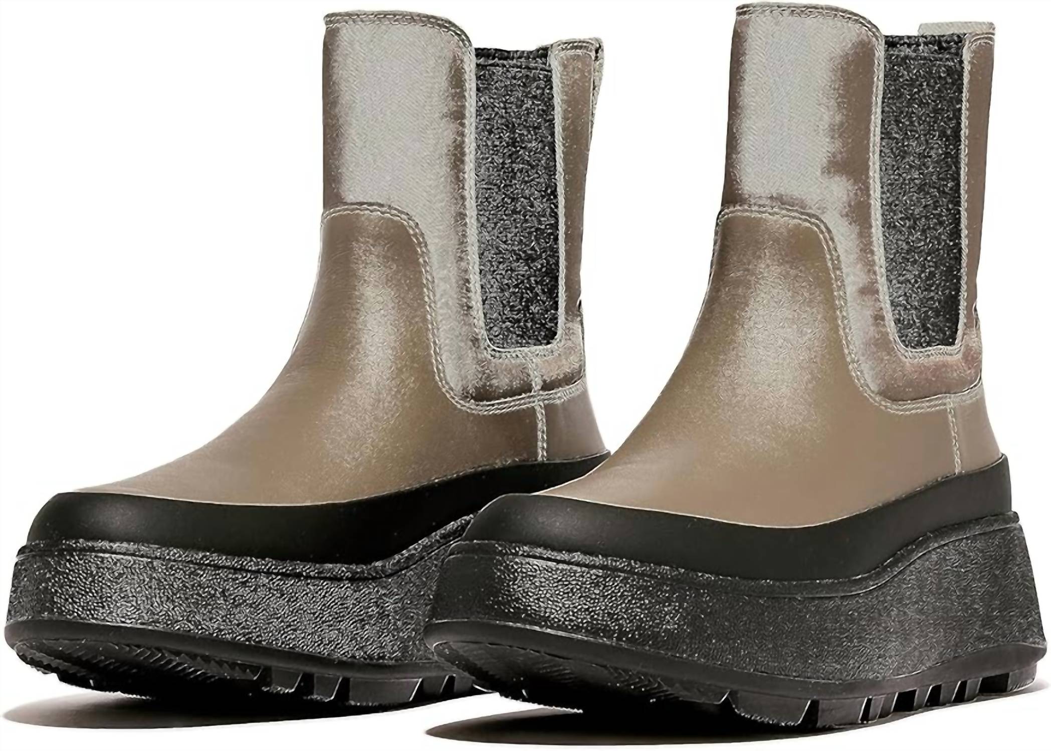 fitflop Women's F-mode Leather Lace-up Flatform Ankle Boots in minky grey - women's shoe - alternate view