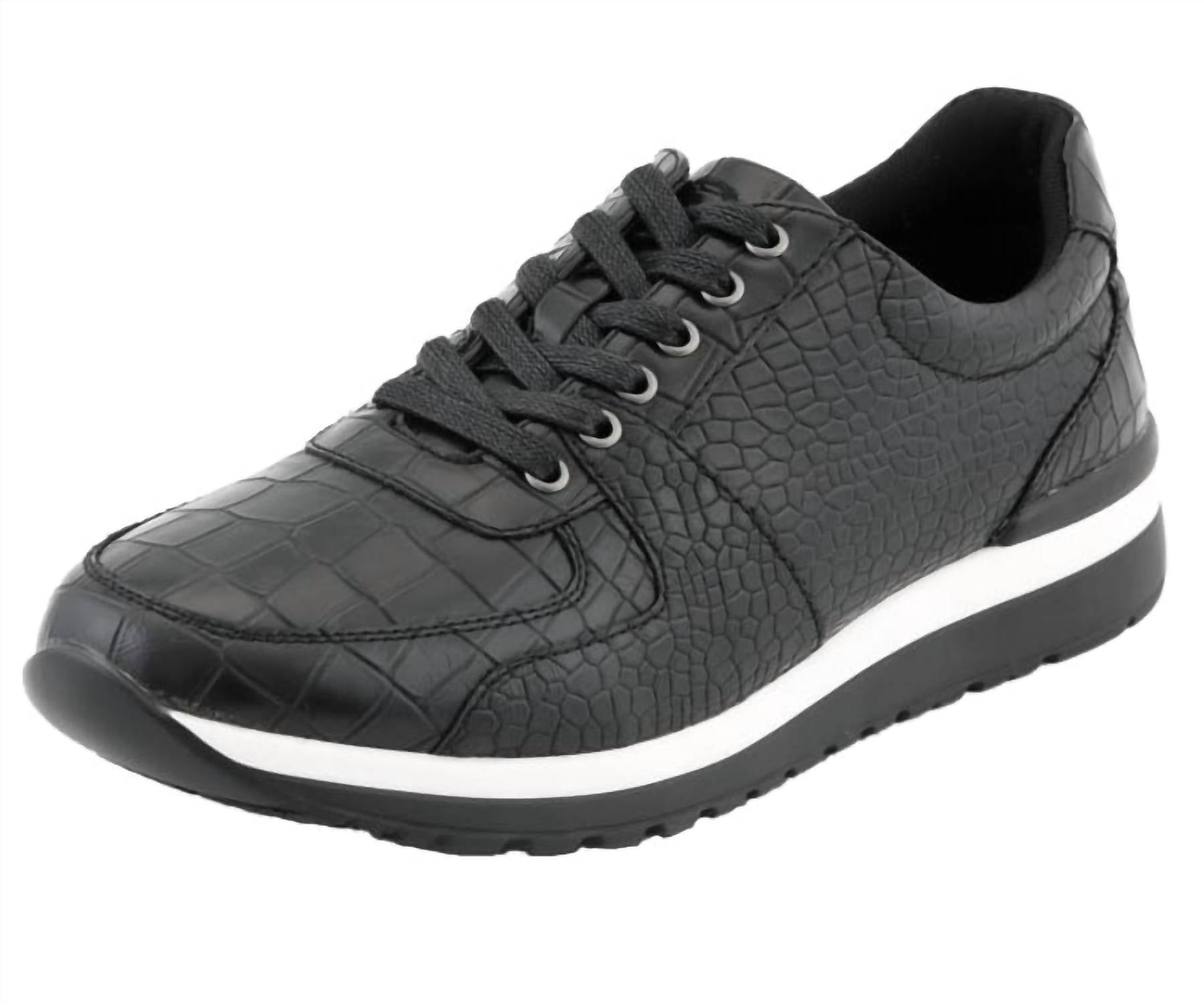 Sio Men's Maverick Croco Sneaker in black - men's sneaker