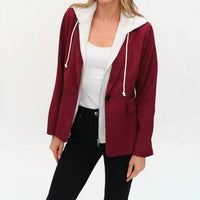 SIX/FIFTY Drew Blazer in burgundy - women's jacket - detail view