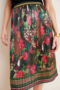 FARM RIO Bosque Pleated Midi Skirt in multi - women's skirt - alternate view