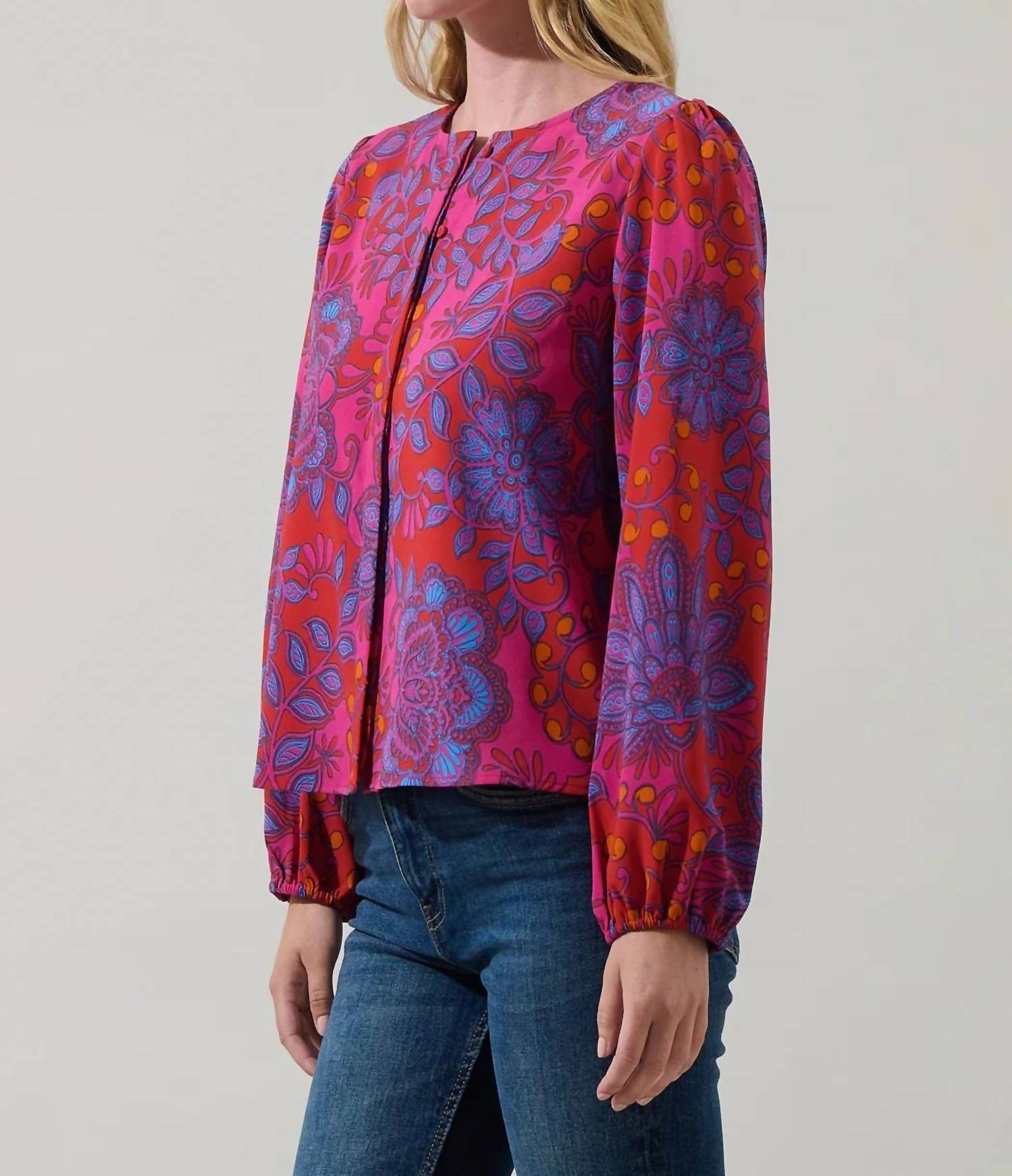 Sugarlips - Darret Floral Long Sleeve Blouse