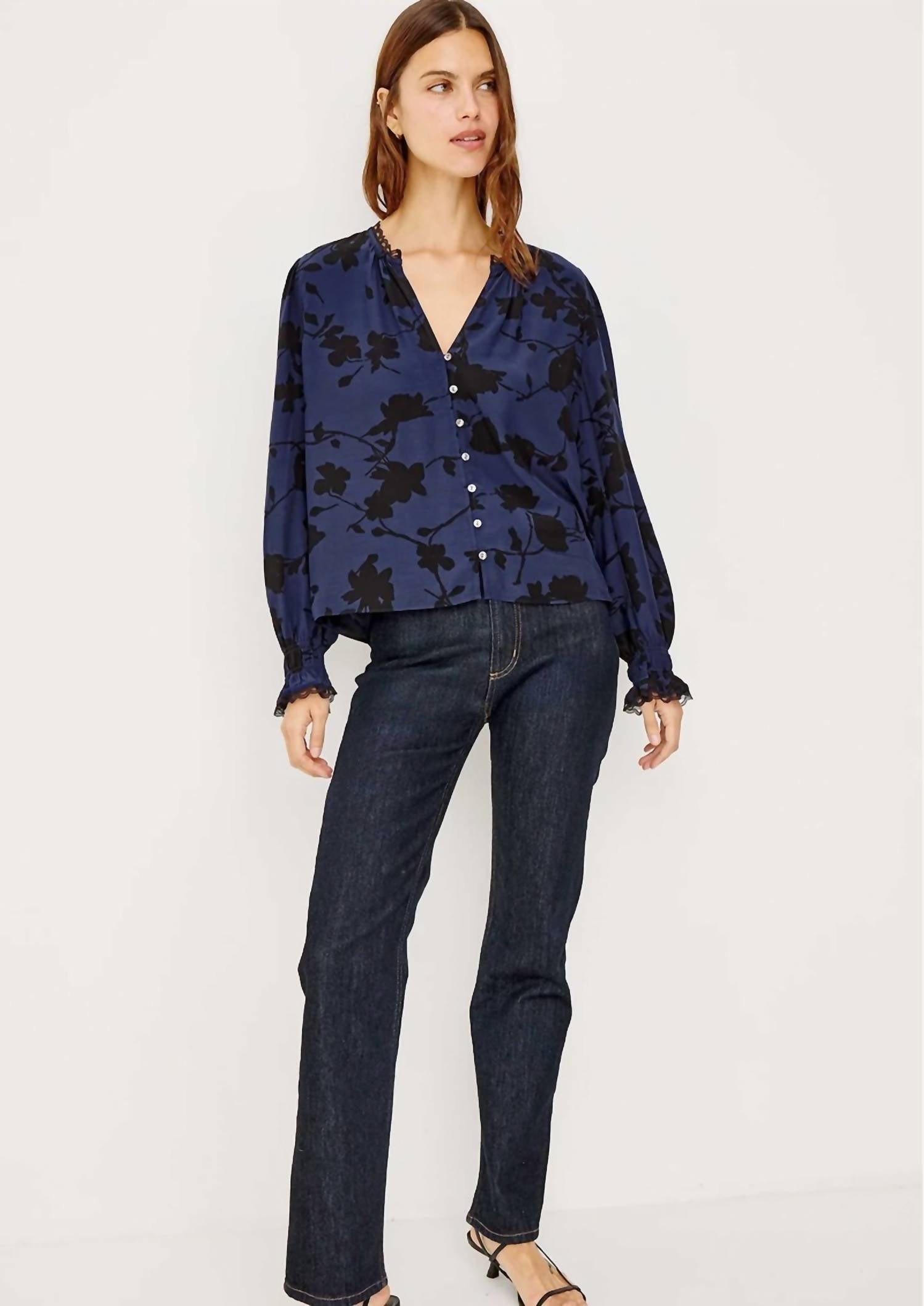 Rails Magda Blouse in navy - women's blouse - alternate view