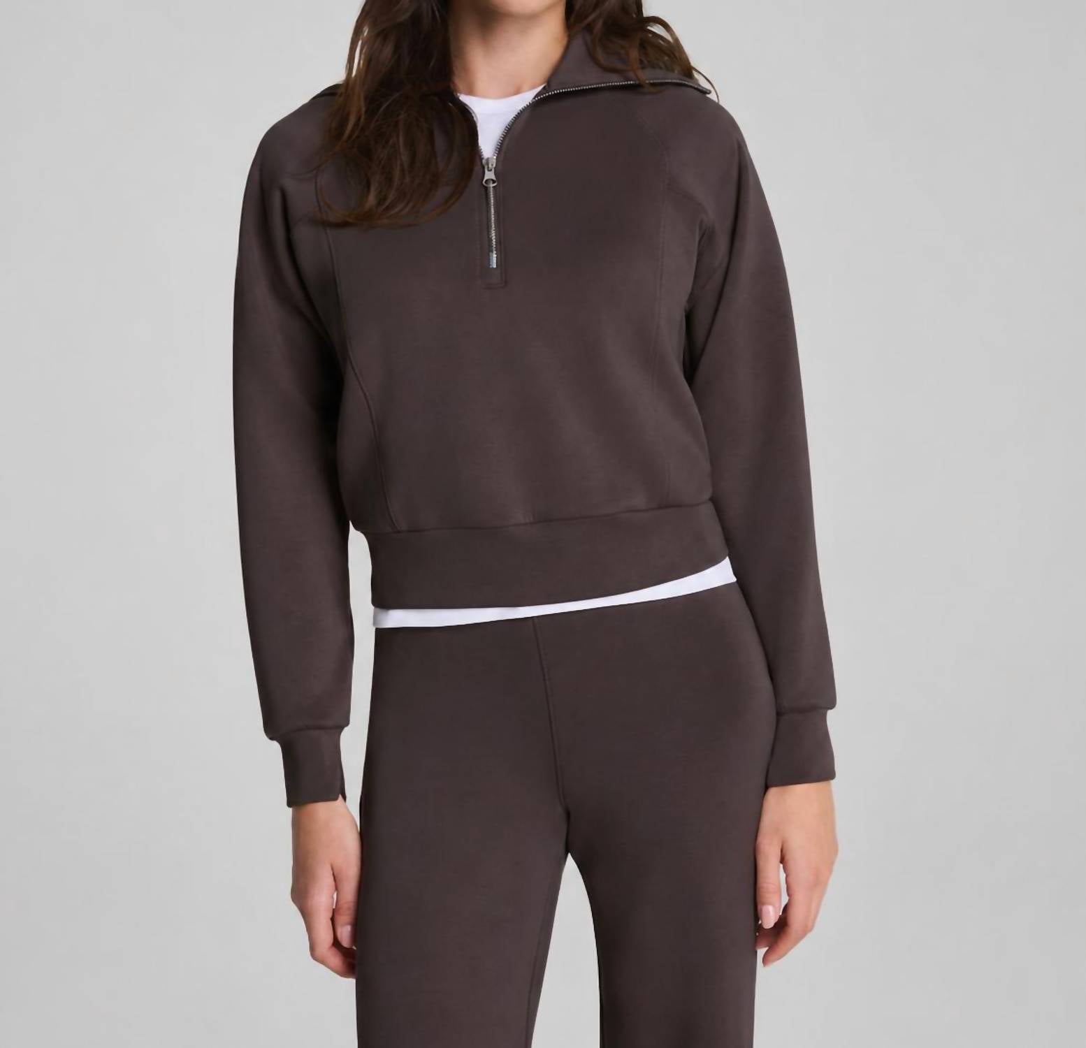 Spanx Airessentials Half Zip Pullover in dark cacao - women's jacket