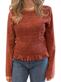 Ces Femme Brooks Long Sleeve Top in brick - women's blouse