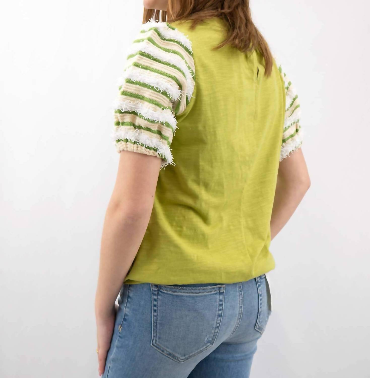 Voy - Striped Puff Sleeve Top