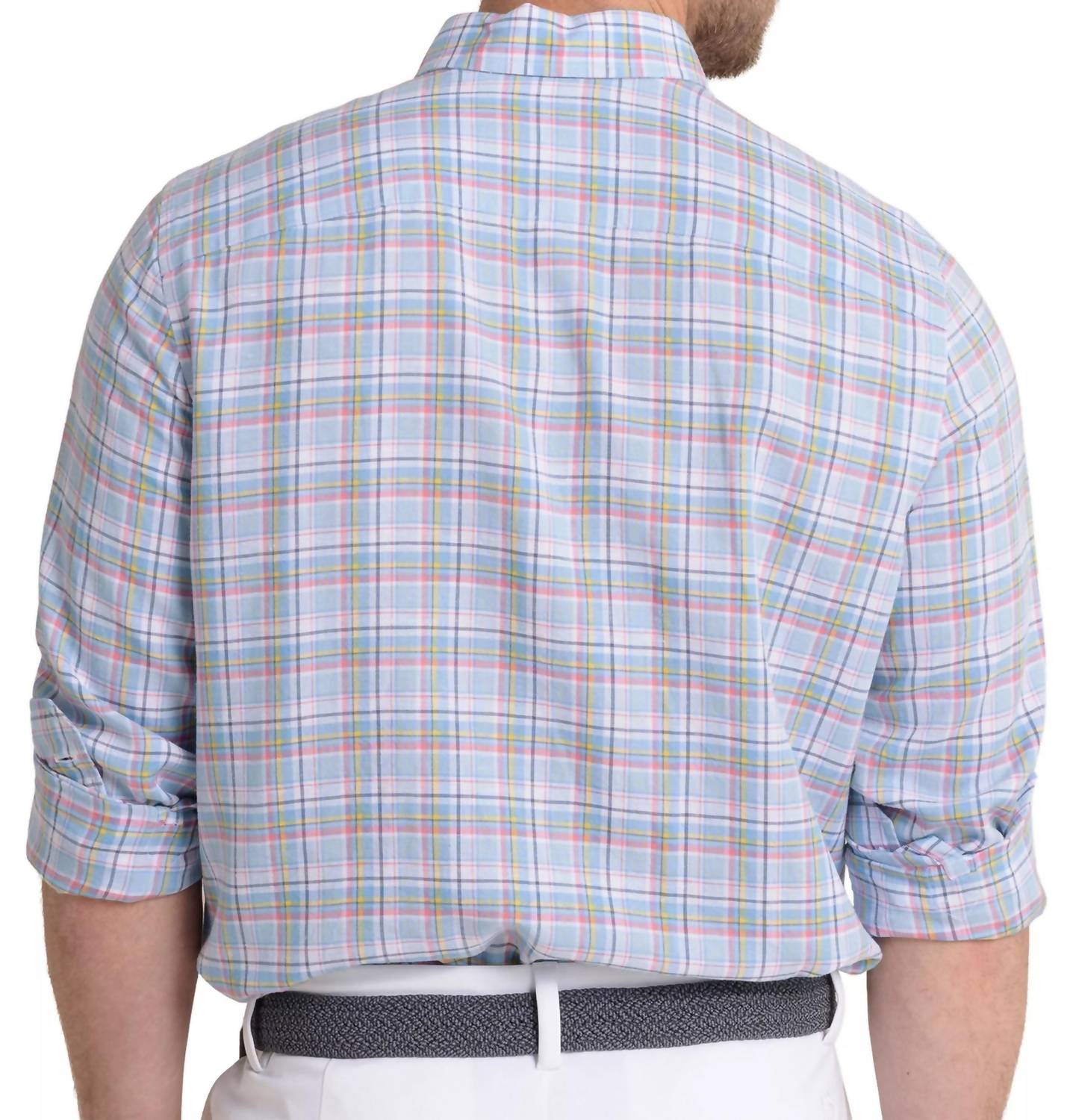 SOUTHERN TIDE Emerald Shores Plaid Headland Long Sleeve Sport Shirt in cerulean - men's shirt - view 4