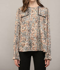 Fate - Esme Animal-print Lace Peasant Blouse