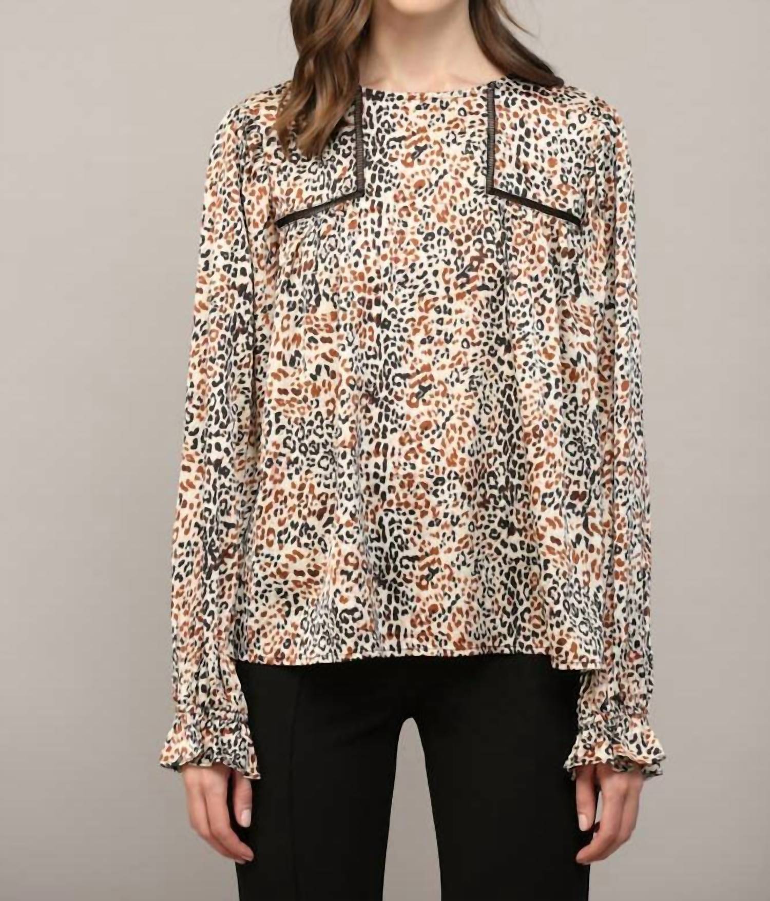 Fate - Esme Animal-print Lace Peasant Blouse
